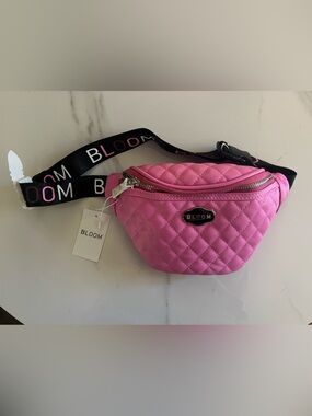 bloom Pink Quilted Crossbody Belt Bag with Branded Strap